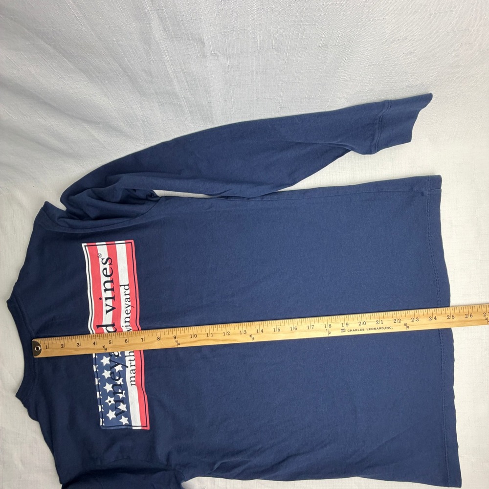 Vineyard Vines Shirt Mens XS Navy American Flag Pocket Long Sleeve Tee - Picture 9 of 10